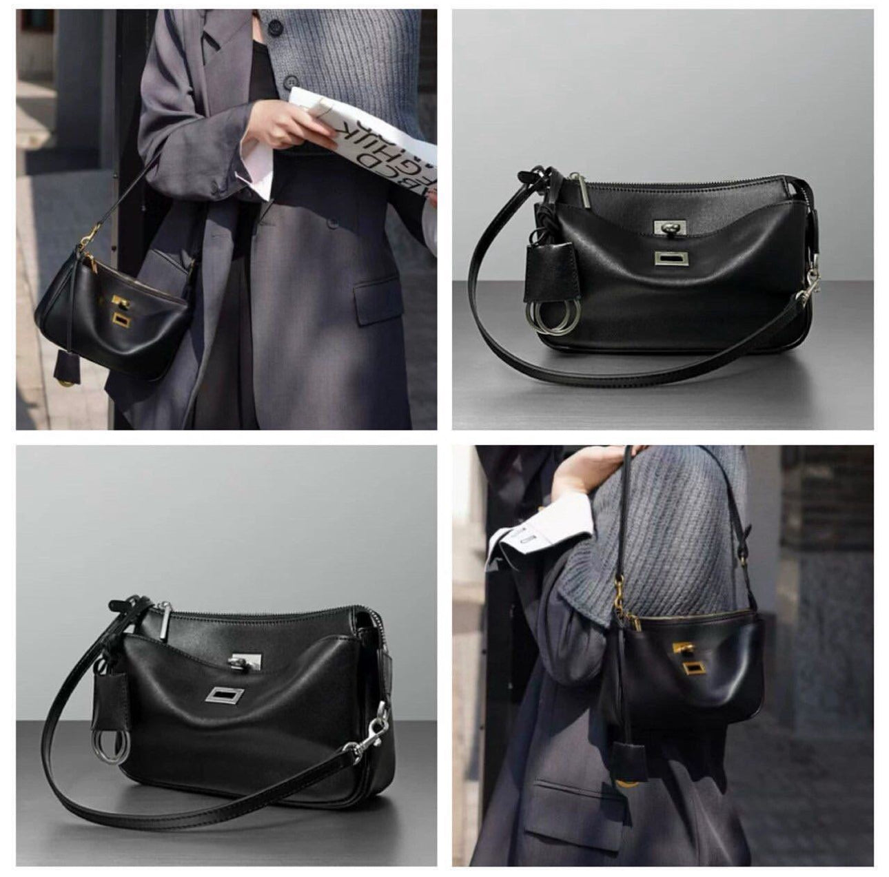 Full-grain leather shoulder bag