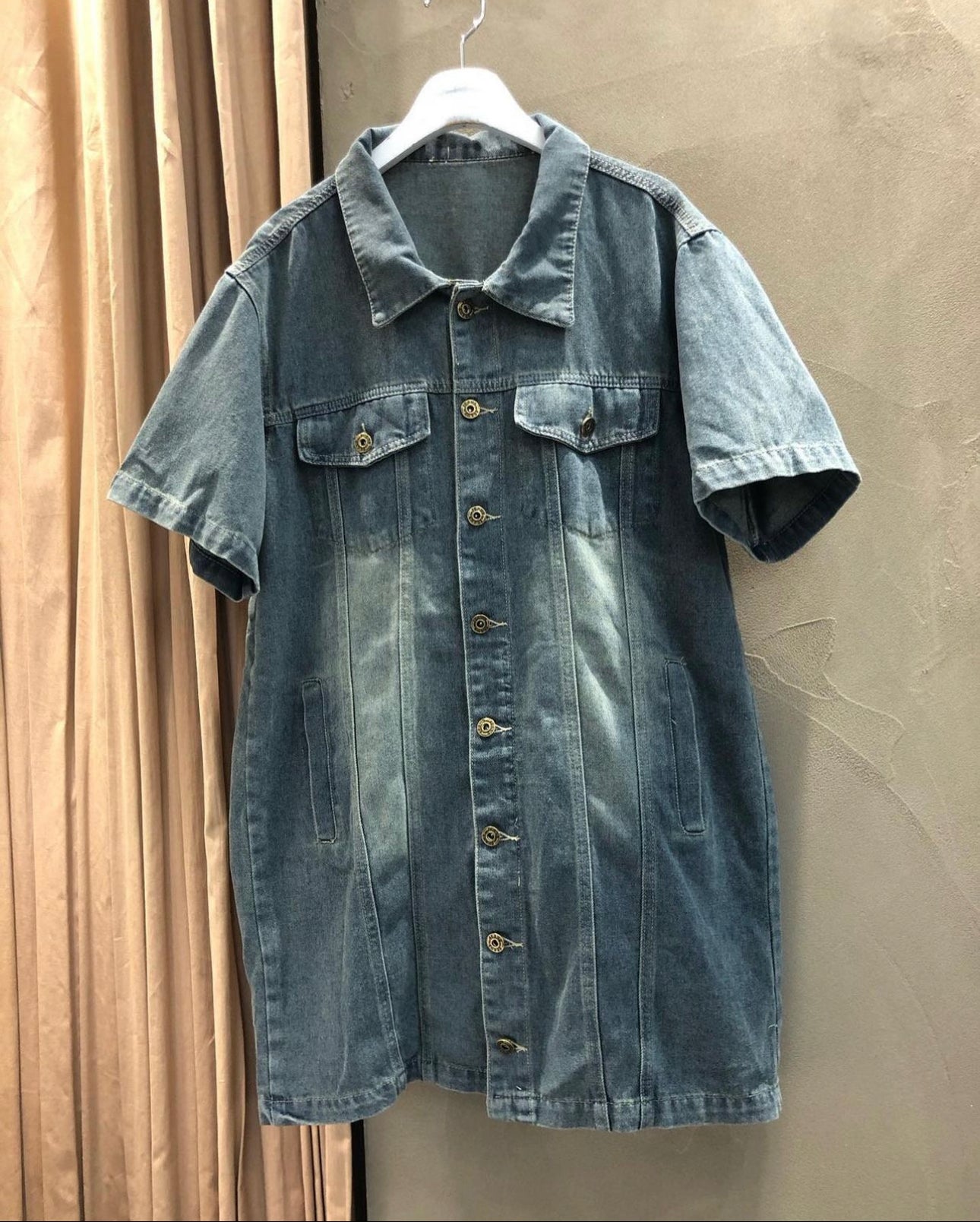 Unique and Comfy Oversized Denim Mini Dress