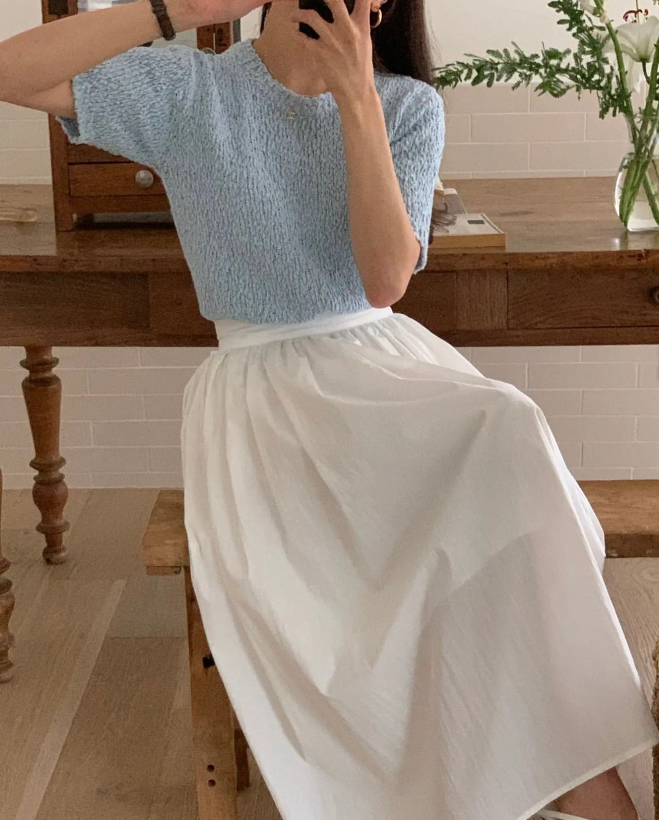 Shirring Full Midi Skirt