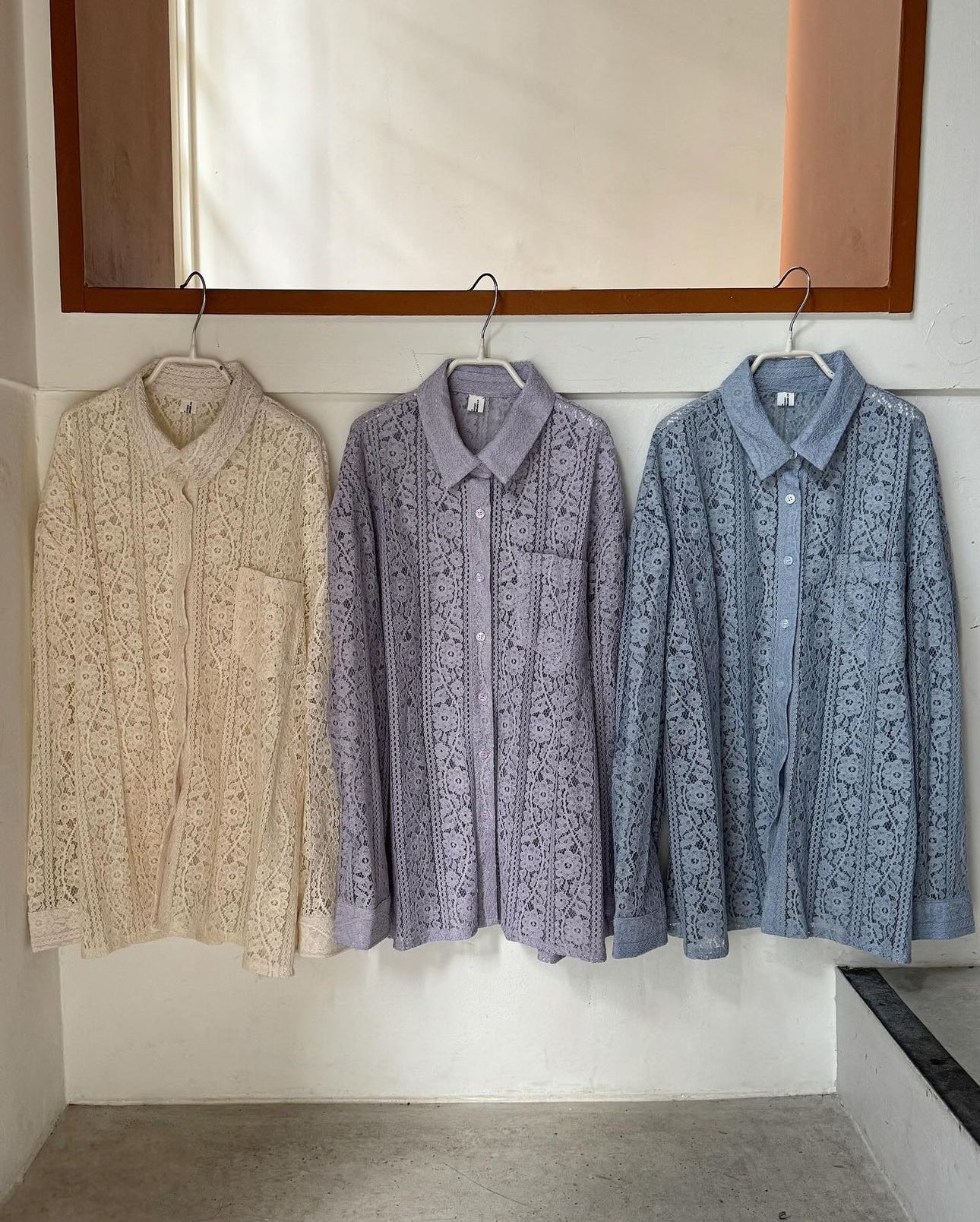 Soft Textured Lace Oversized Shirts