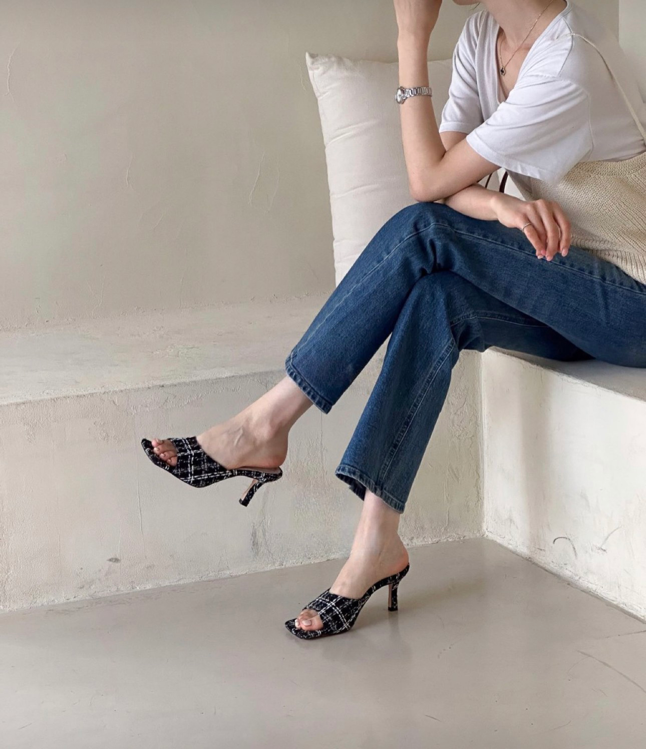 Soft Pastel Tweed Sandals