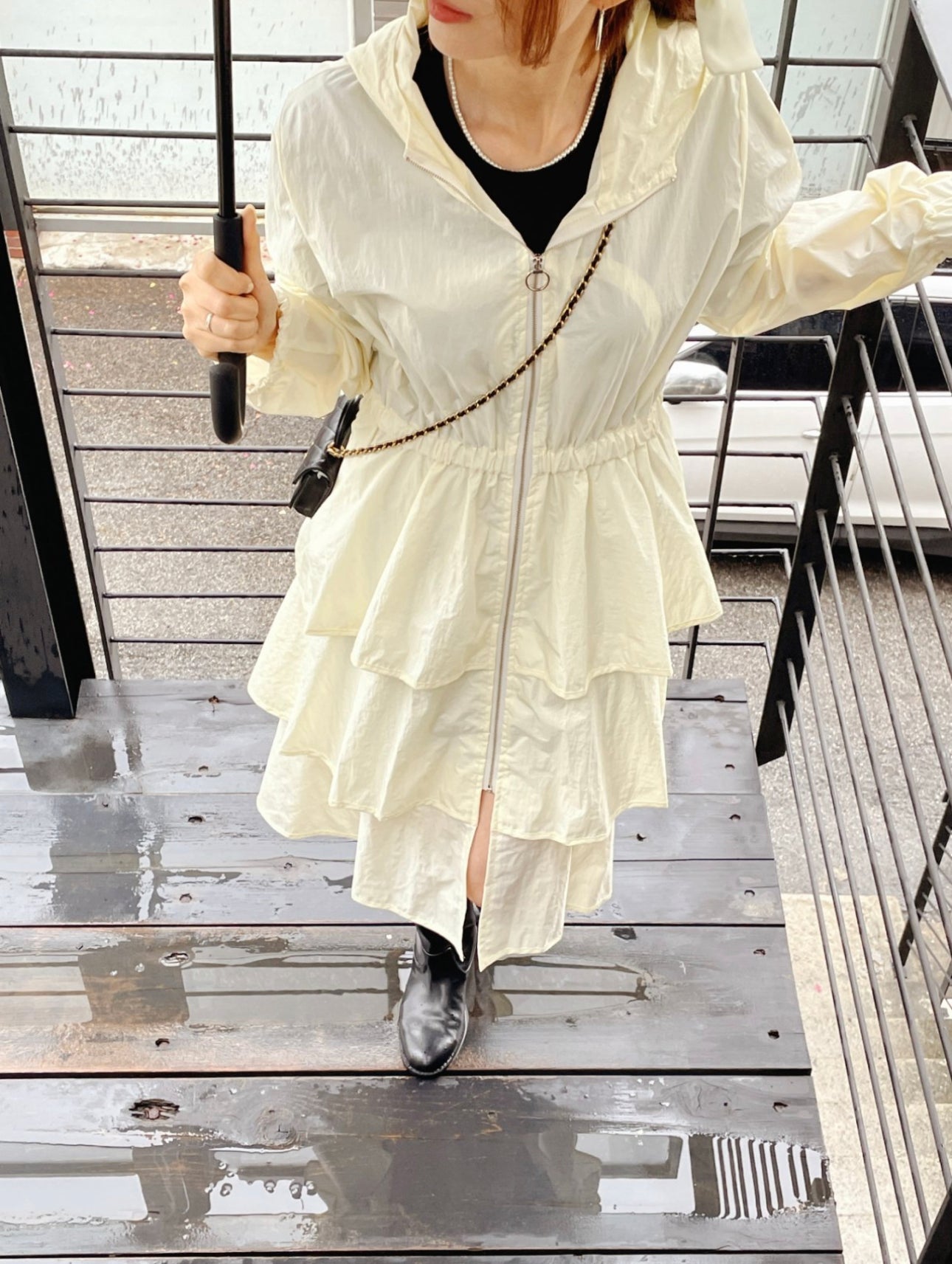 Tiered Rain Coat / Wind Breaker with Hood