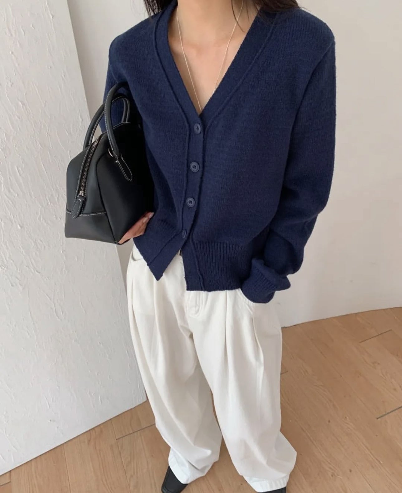 V-Neck Slit Cardigan