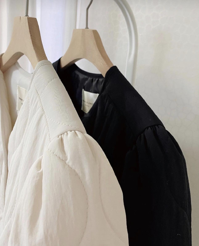 Winding Quilting Puff Sleeve Padding Jumper