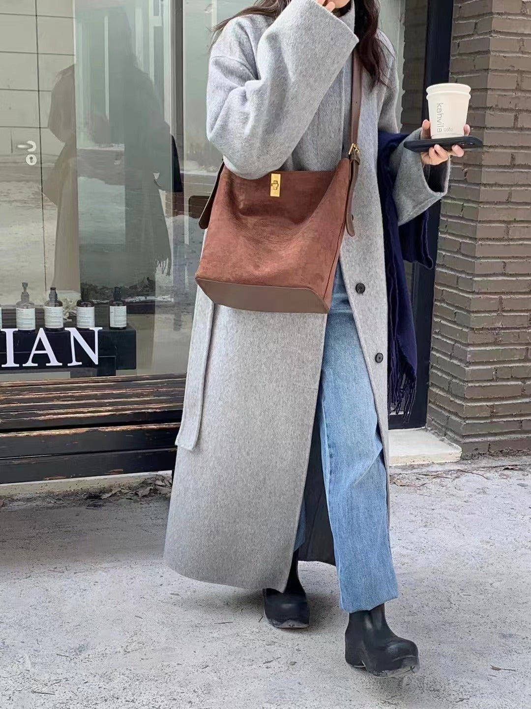 Suede Bucket Bag (Shoulder / Cross) – iOikos