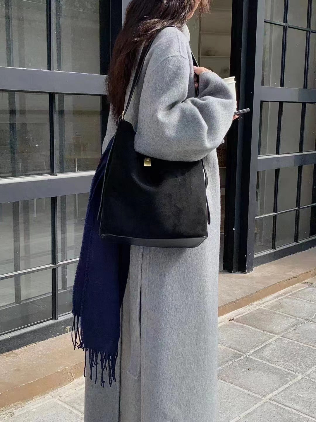 Suede Bucket Bag (Shoulder / Cross)