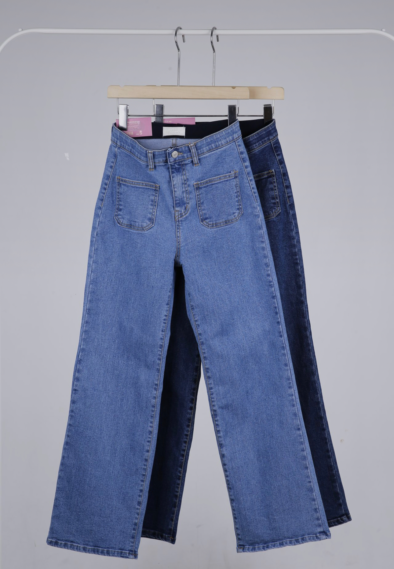 Front Pocket Wide Denim