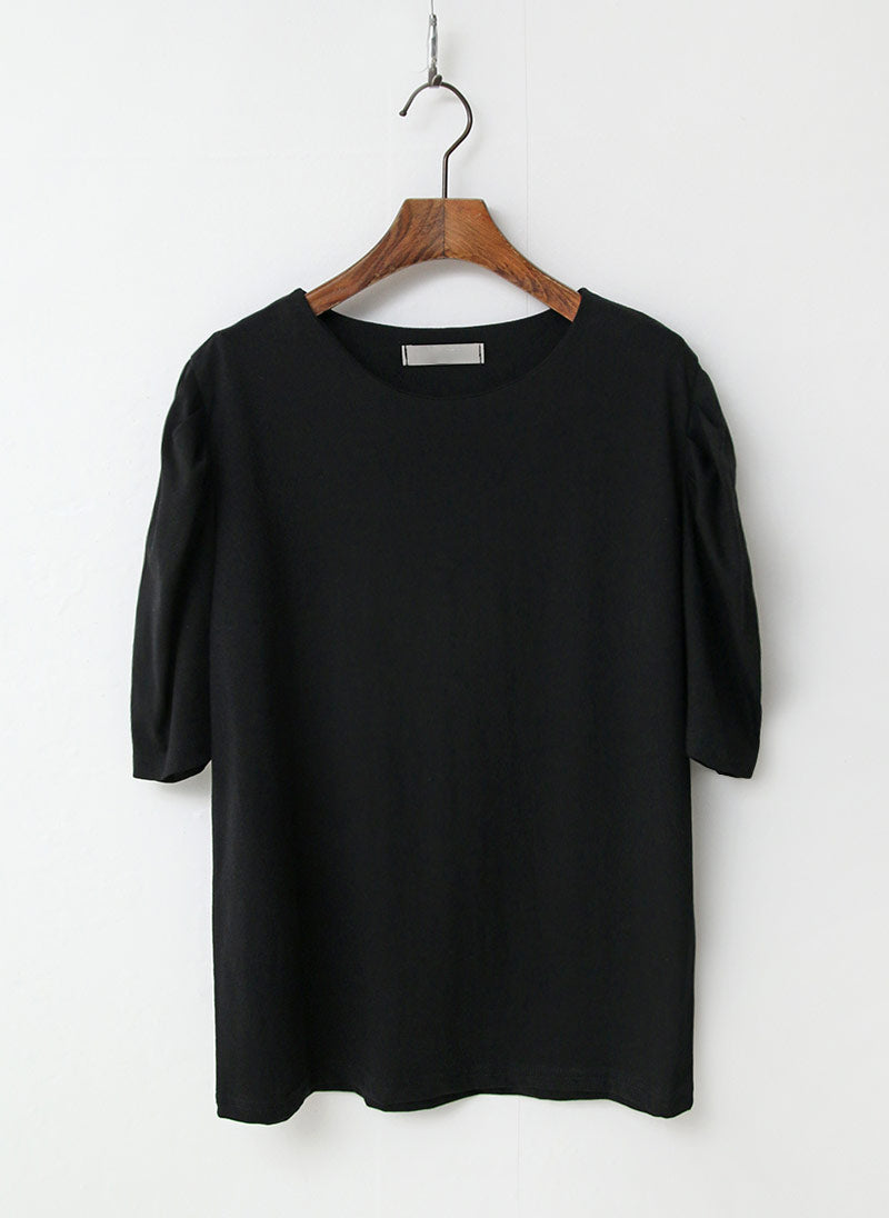 Silky Puff Sleeve Basic Tee