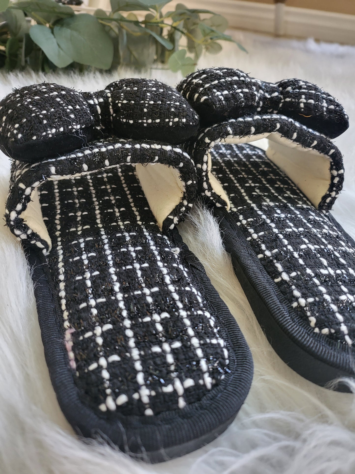 Tweed Ribbon Slipper