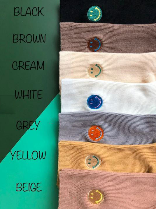 Smile Embroidery Colorful Socks -Made in Korea