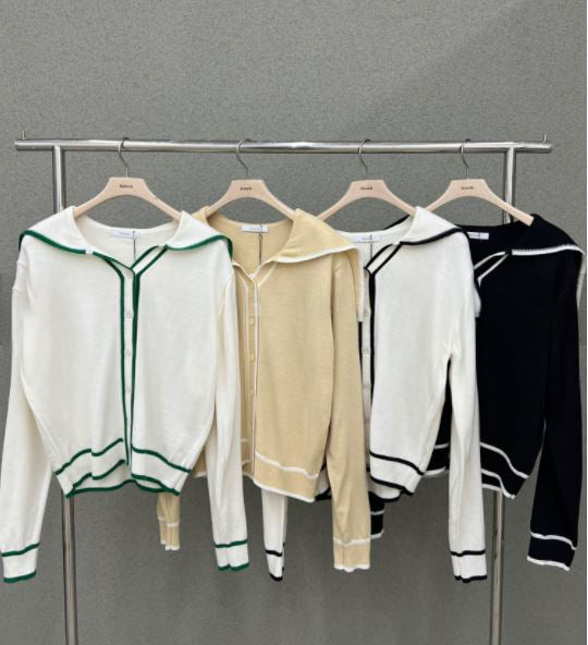 Color Contrast Cape Collared Cadigan