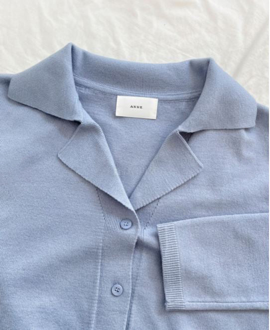 Double Collared Open Knit Cardigan Top