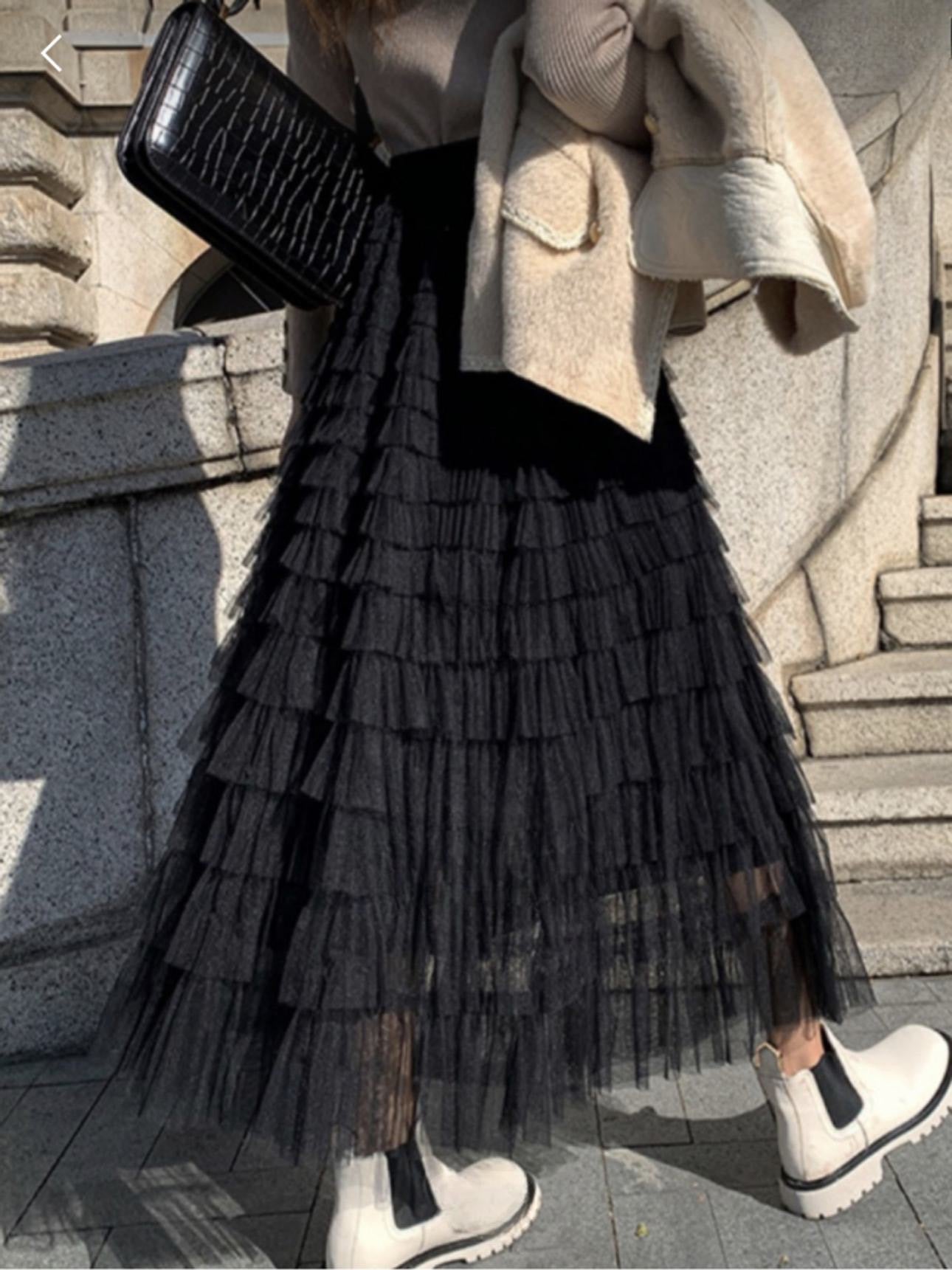 올오버 러플 차차스커트