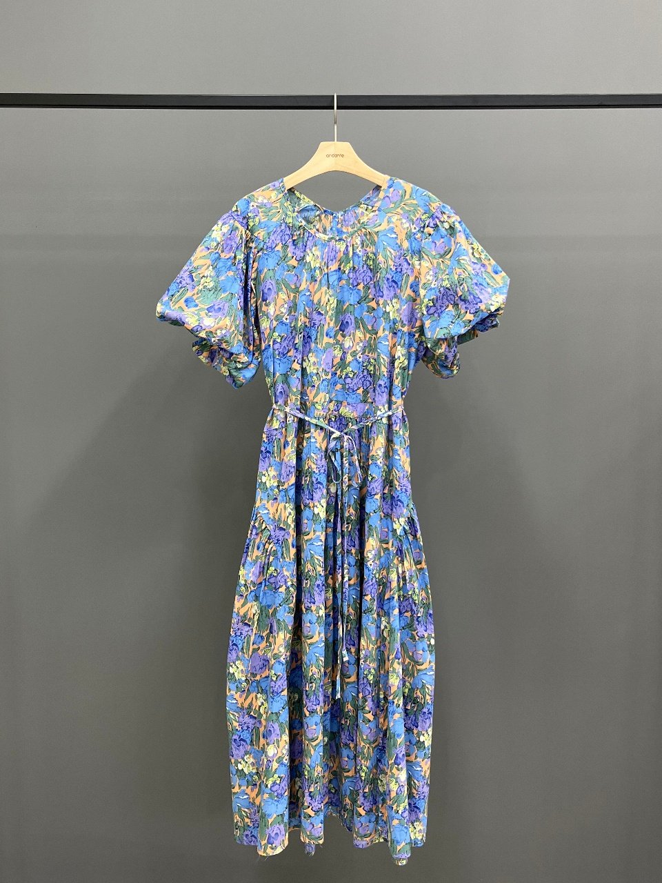 플라워 프린트 벌룬 슬리브 원피스 (플라워 프린트 벌룬 소매 드레스)