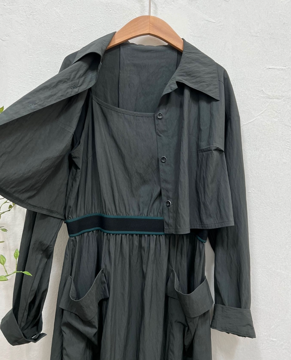 Crop Shirts + Sleeveless Cargo Dress Set (크랍셔츠 + 카고드레스 세트)