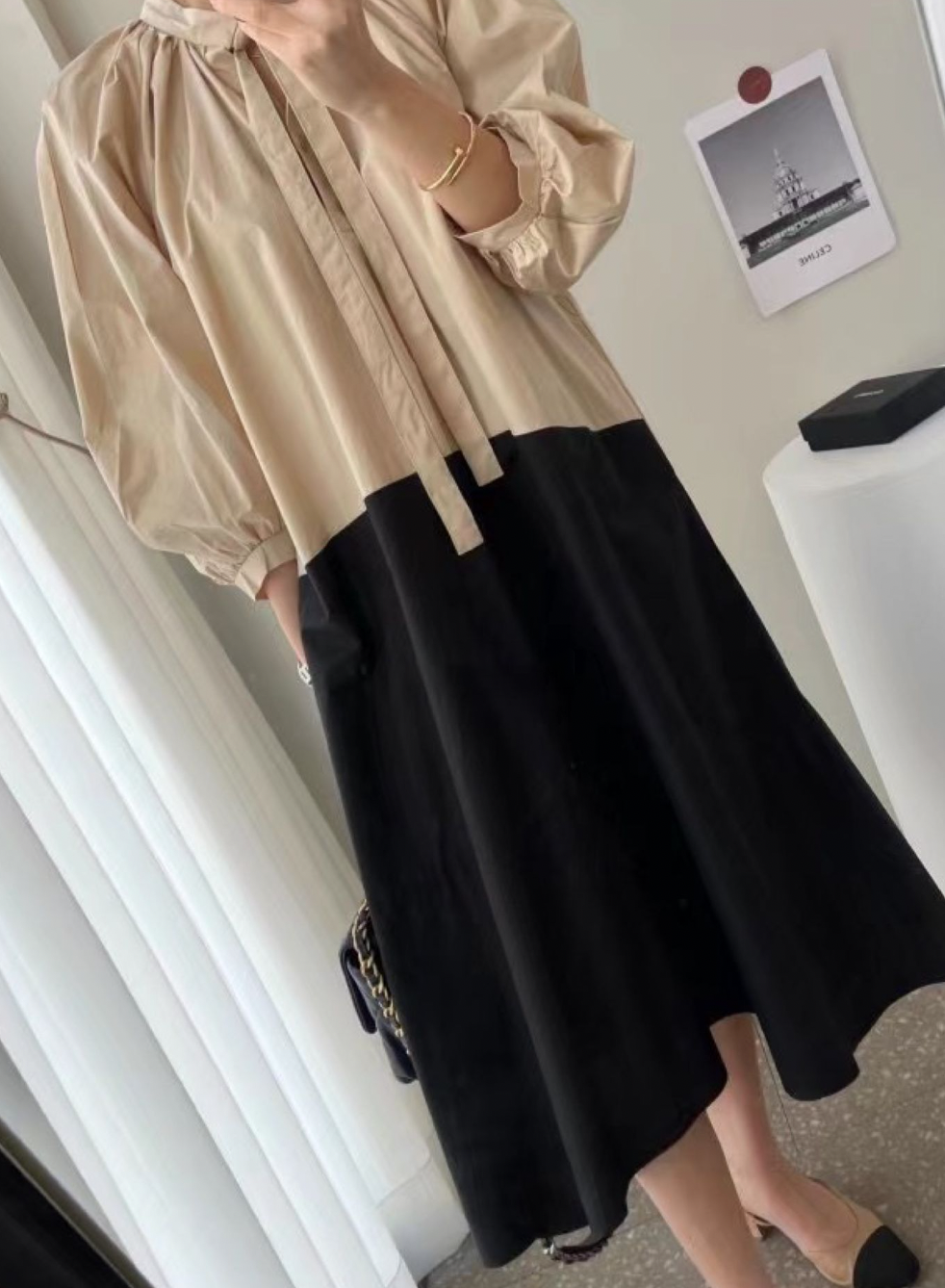 Two Tone Contrast Loose Fit Dress