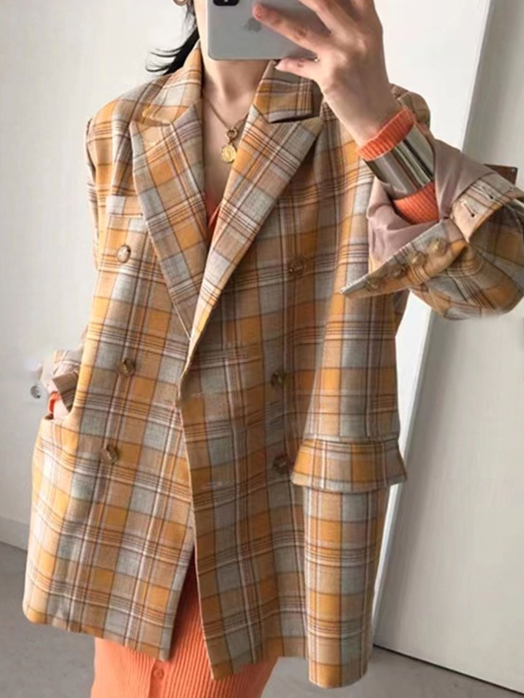 Oversized Plaid Pattern Colorful Jacket <Must Have✨>