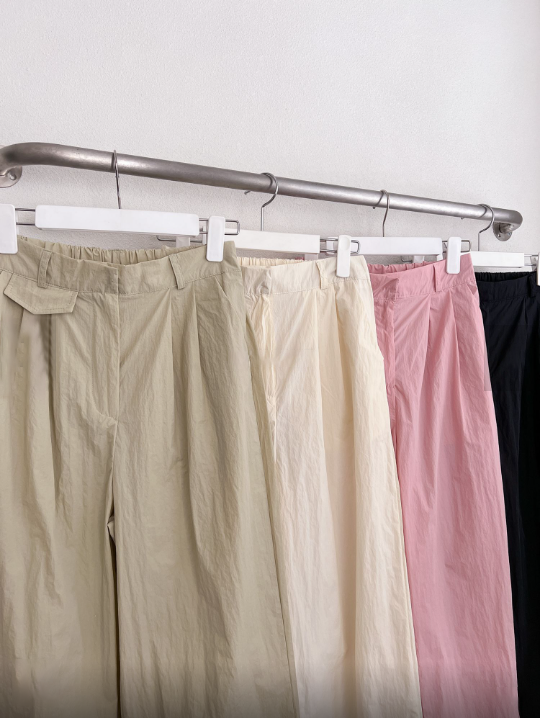 Sporty Parachute Wide Pants (Back Elastic Banding)-바스락소재의 파라슈트 팬츠