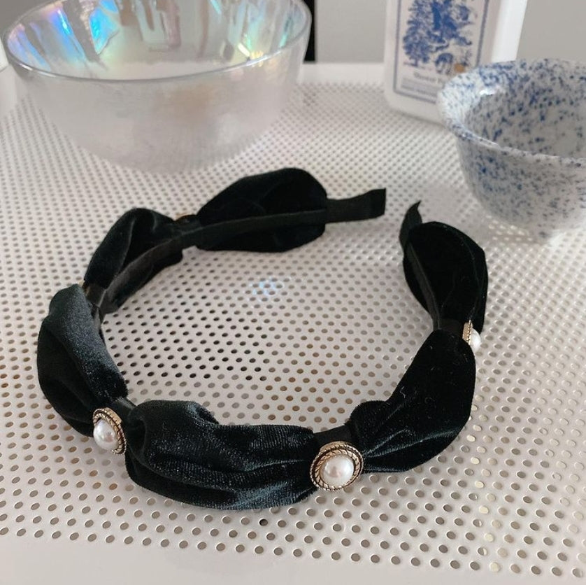 Embossed Pearl Velvet Headband