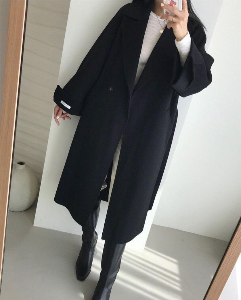 Handmade Side Slit Wool Coat