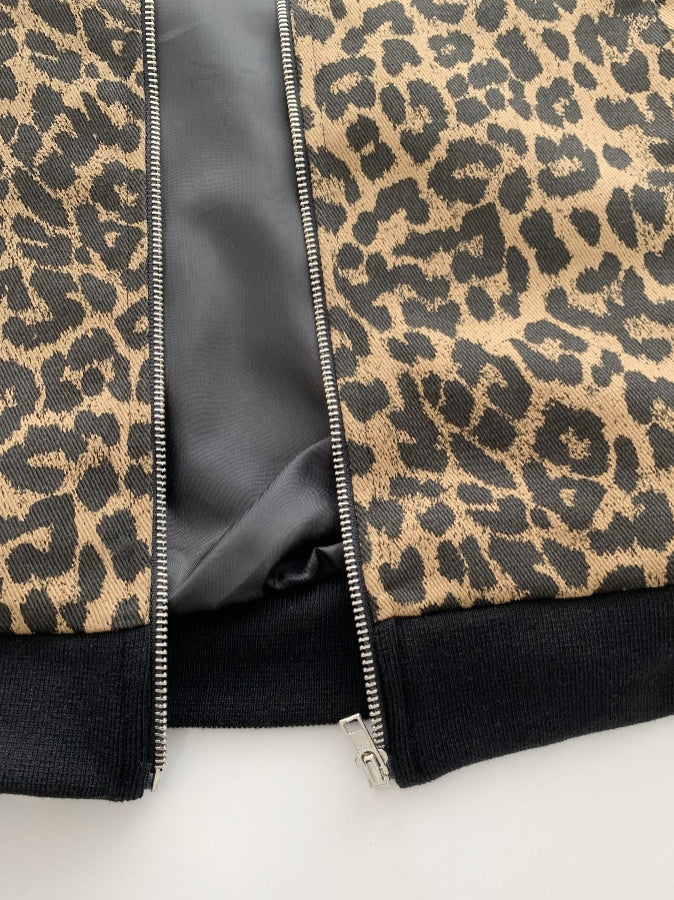 Oversized Leopard Zip up Jacket