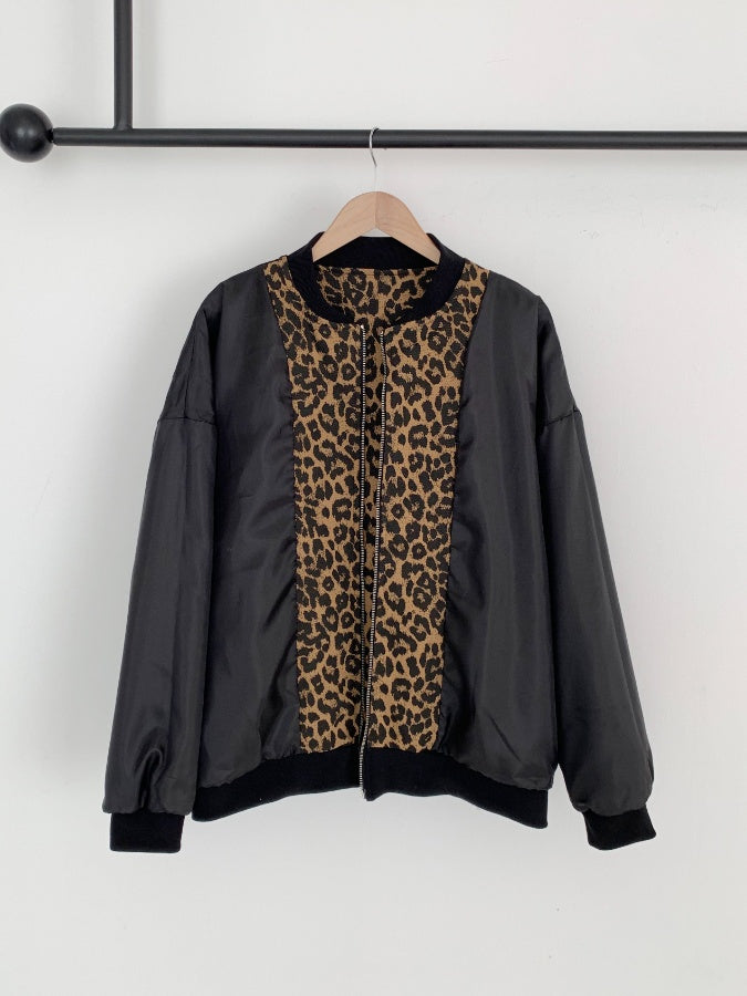 Oversized Leopard Zip up Jacket