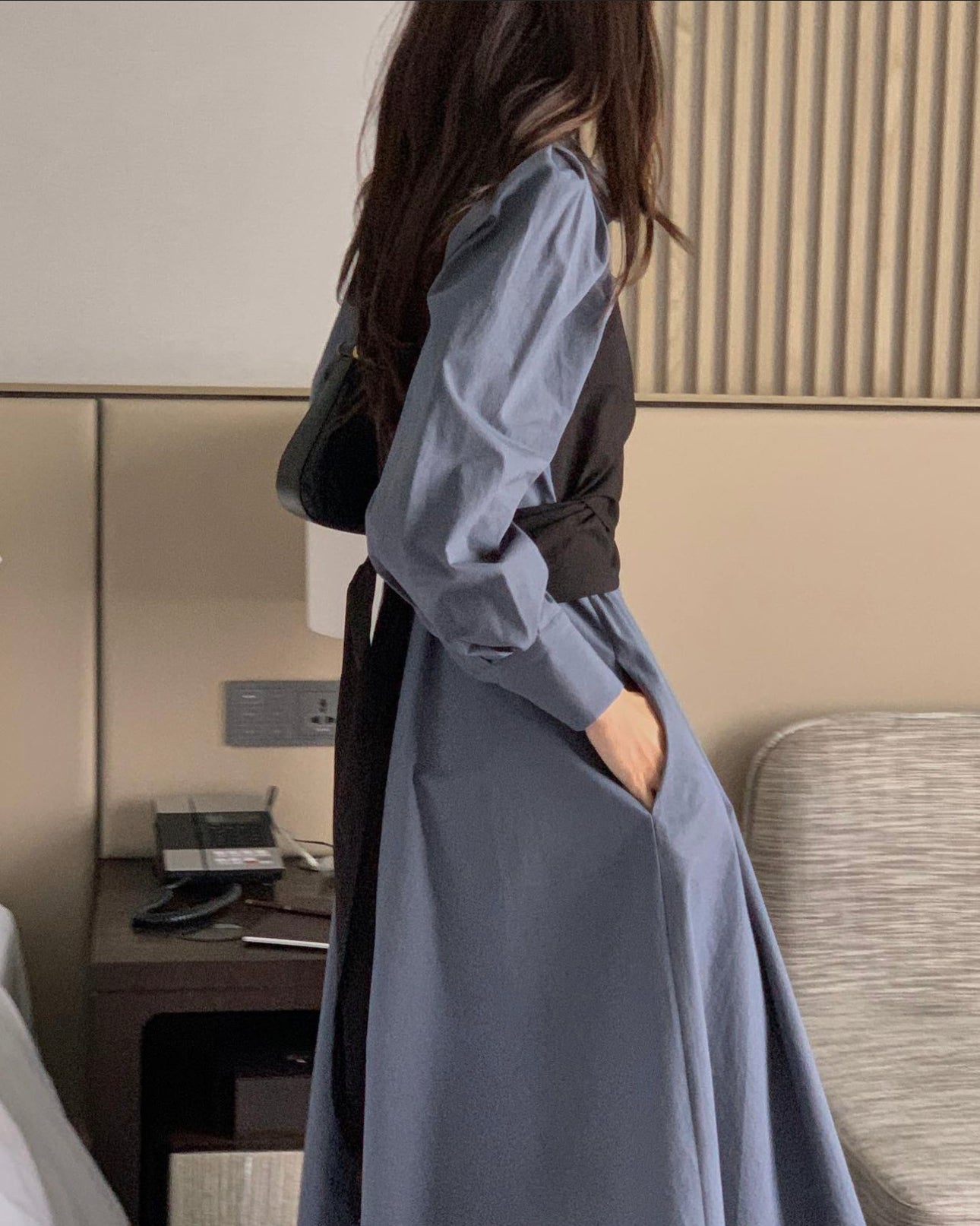 Bustier Contrast Long Shirts Dress