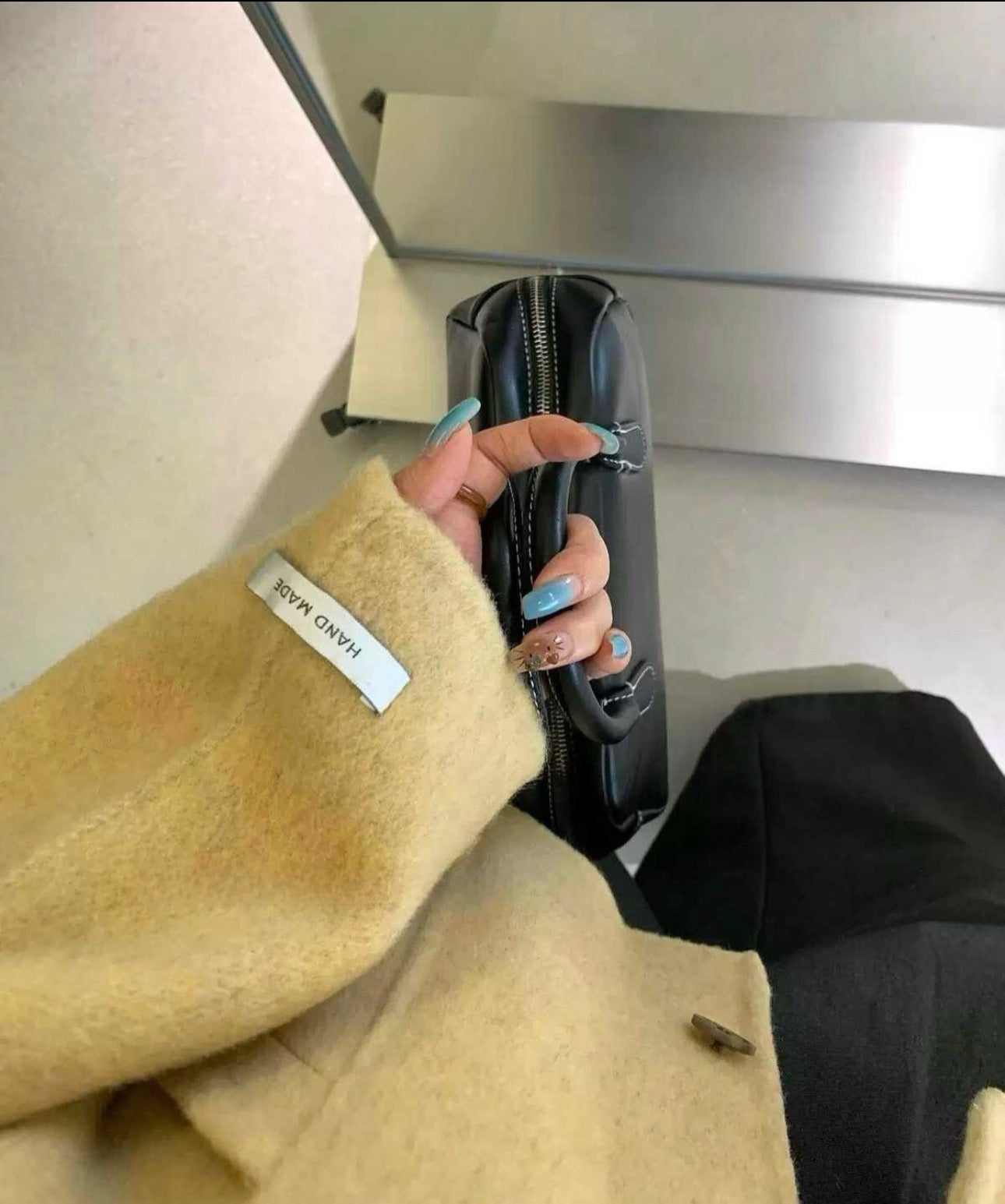 Hi-Neck Wool Blend Half Coat