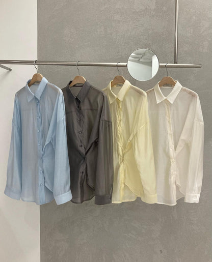 Shiny Tencel Loose Fit Two-Way Shirts