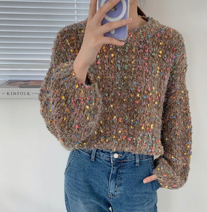 Colorful Popcorn Knit Top (So soft and Comfy)