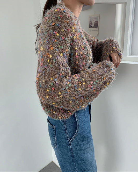 Colorful Popcorn Knit Top (So soft and Comfy)