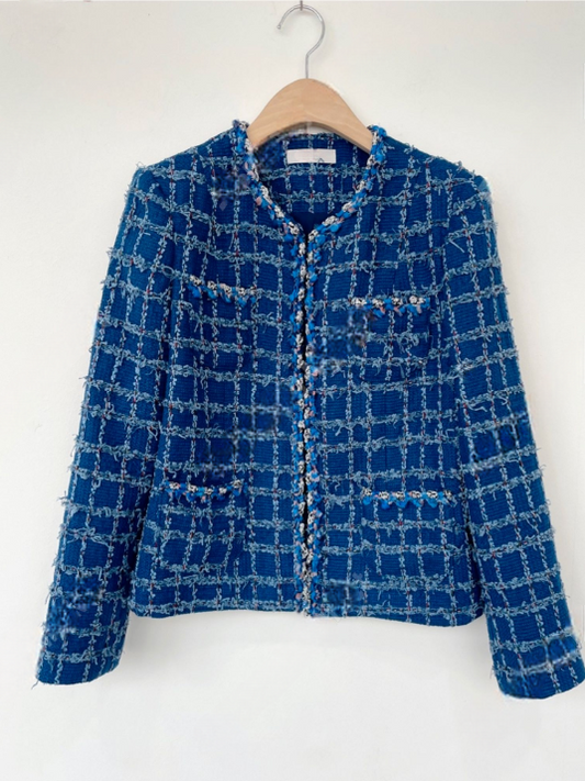 Square Weave Tweed Jacket (No Button Front)