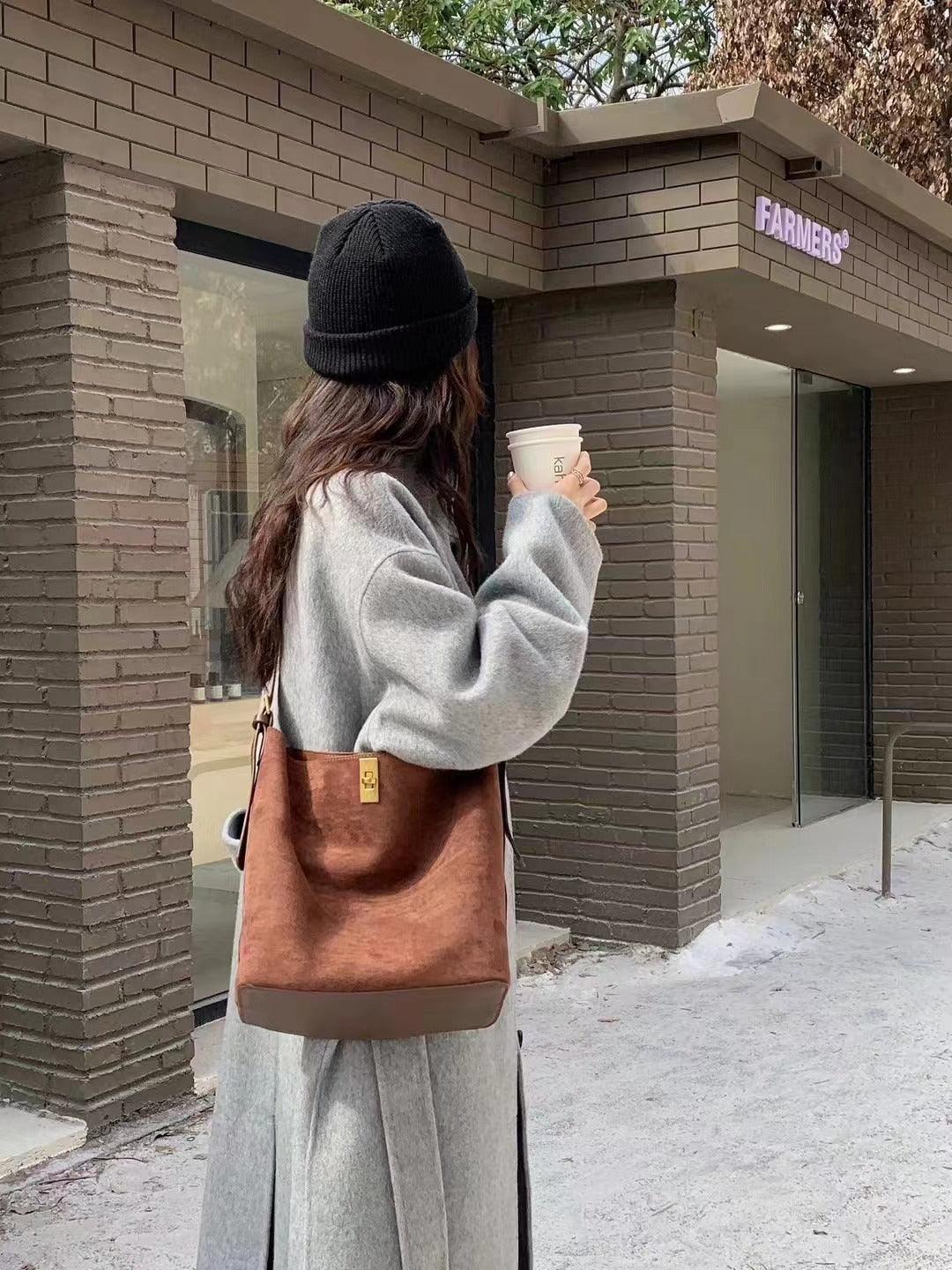 【INCHANT ME】Suede Bucket Cross Bag ME+EM Suede Bucket Bag in Brown | Lyst