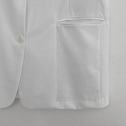 Deep Slit Back Short Sleeve Linen Jacket
