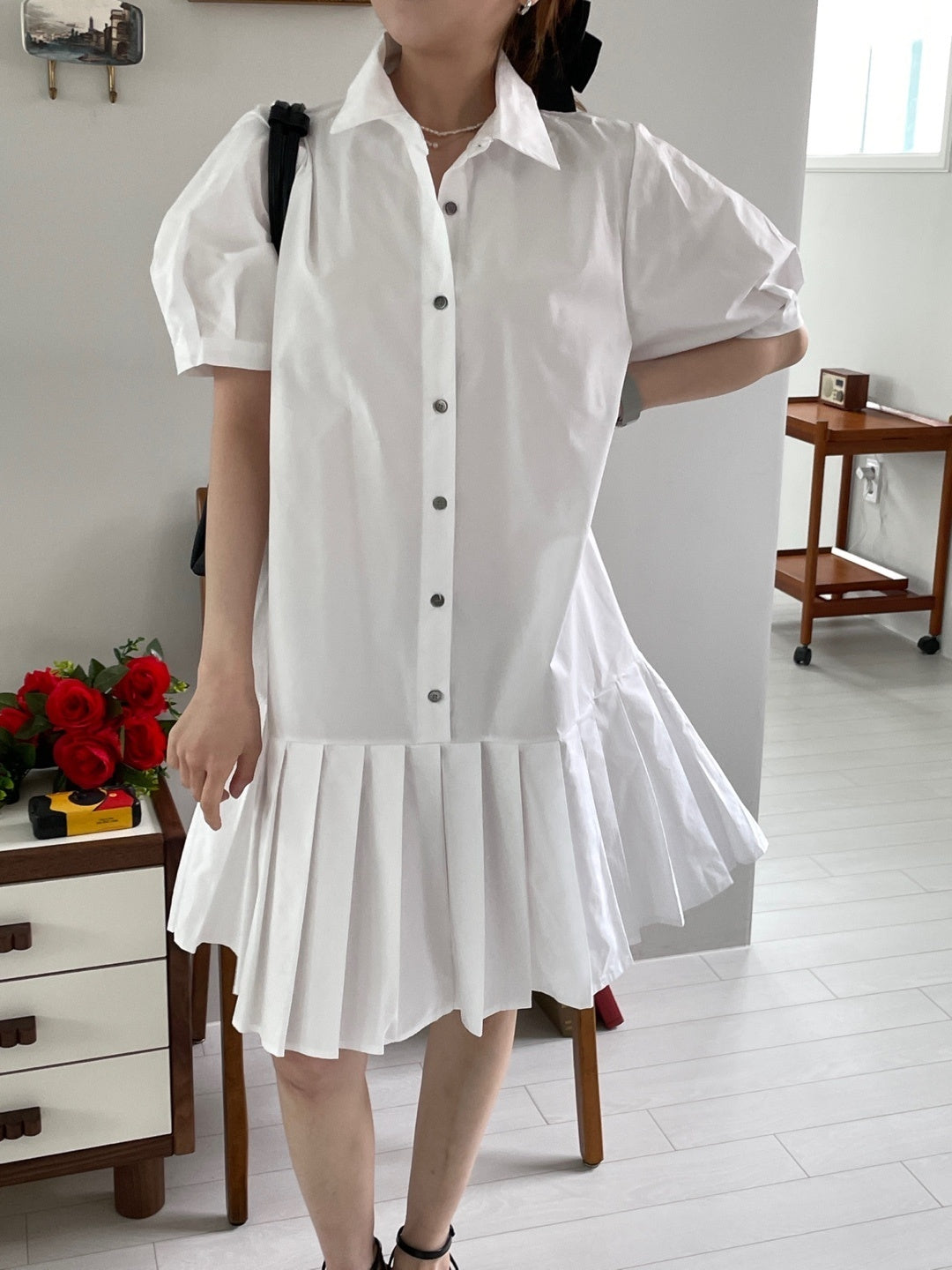 Pleated Mini Shirts Dress