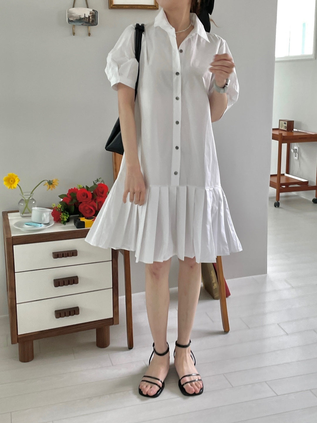 Pleated Mini Shirts Dress