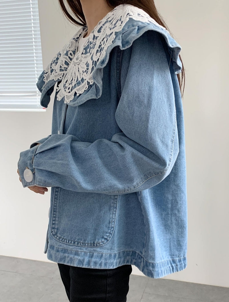 ジャケット・アウター MEDI LACE EMBROIDERY COLLAR JACKET Medi Lace Embroidery Collar Jacket Mint Size M from Official