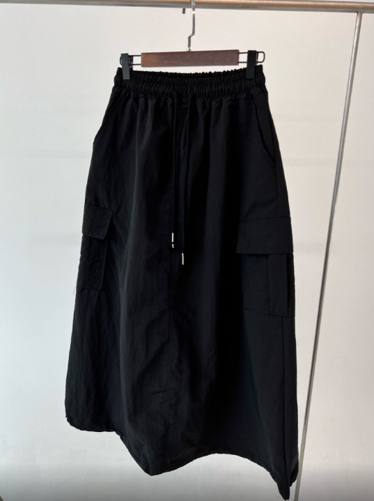 Adjustable String Bottom Cargo Long Skirt (Elastic Waist Adjustable String Bottom Cargo Long Skirt (Elastic Waist